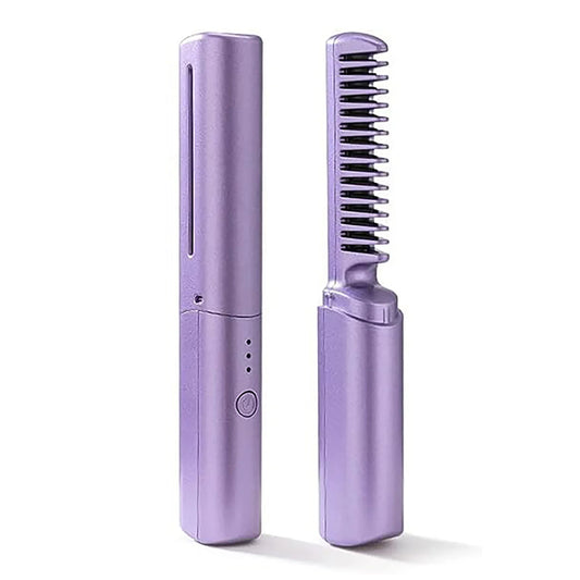 2-in-1 Straightening Brush – Portable, Fast &amp; Anti-Frizz